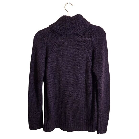 Loft Alpaca Blend Deep Plum Shawl Collar V Neck Pullover Sweater Size M - Picture 2 of 4
